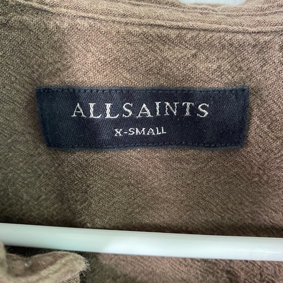All Saints Brown Textured Casual Button Down Shirt - Picture 7 of 7